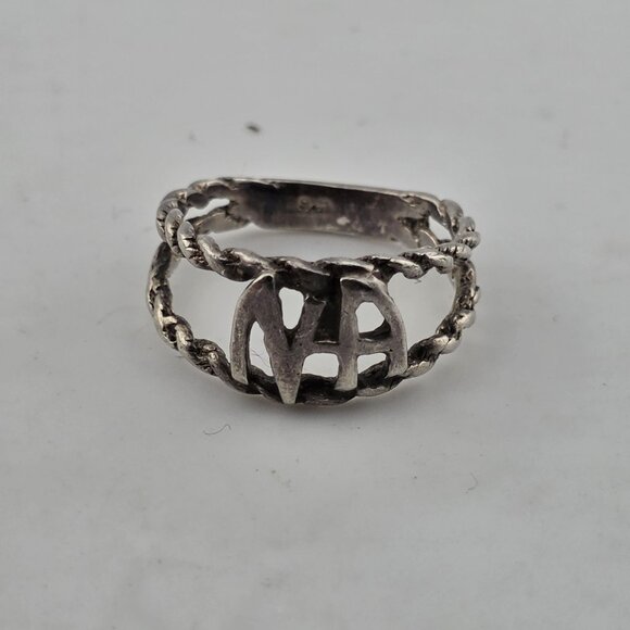 Narcotics Anonymous Sterling Silver Rope Ring  925 NA Size 6.25 Tapered Sober - Picture 8 of 9